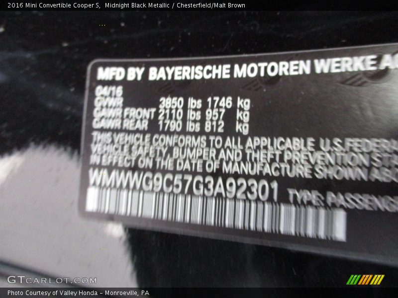 Midnight Black Metallic / Chesterfield/Malt Brown 2016 Mini Convertible Cooper S