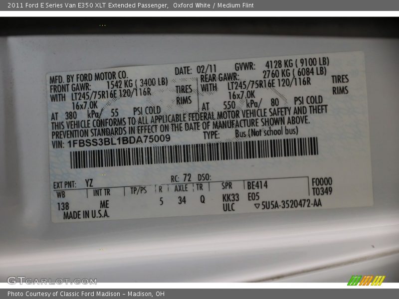 Oxford White / Medium Flint 2011 Ford E Series Van E350 XLT Extended Passenger