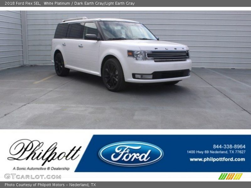 White Platinum / Dark Earth Gray/Light Earth Gray 2018 Ford Flex SEL