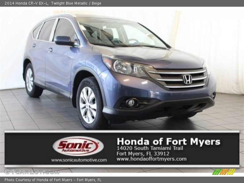 Twilight Blue Metallic / Beige 2014 Honda CR-V EX-L