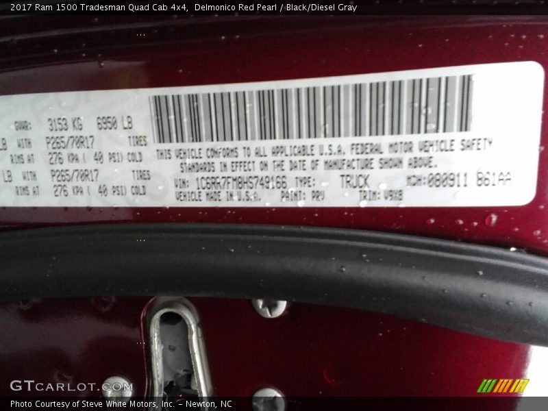 Delmonico Red Pearl / Black/Diesel Gray 2017 Ram 1500 Tradesman Quad Cab 4x4