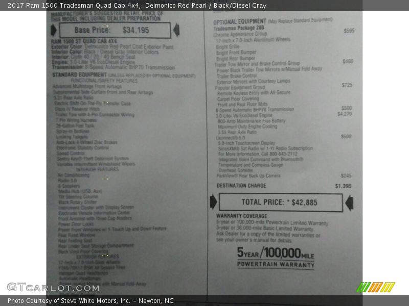 Delmonico Red Pearl / Black/Diesel Gray 2017 Ram 1500 Tradesman Quad Cab 4x4