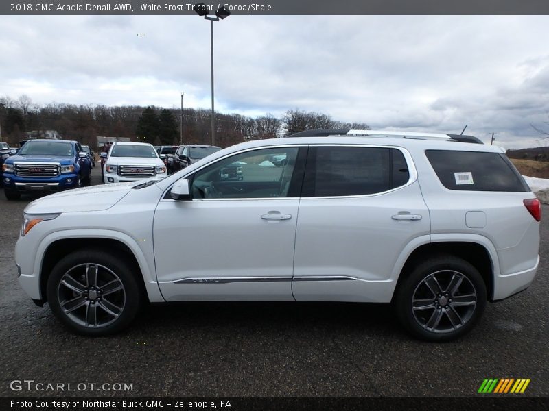White Frost Tricoat / Cocoa/Shale 2018 GMC Acadia Denali AWD