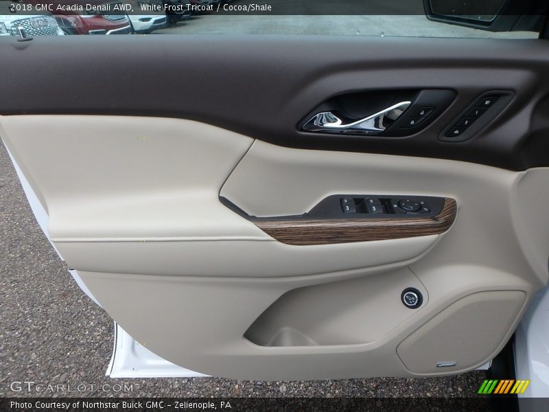 White Frost Tricoat / Cocoa/Shale 2018 GMC Acadia Denali AWD