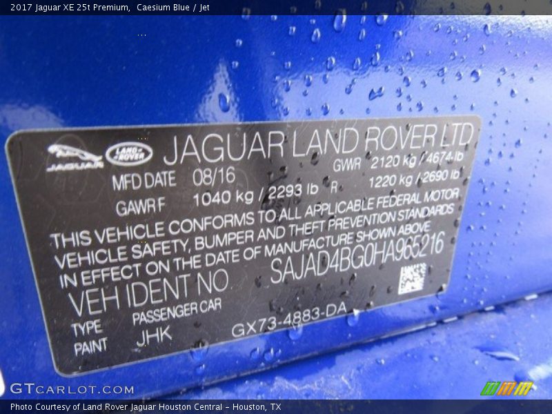 Caesium Blue / Jet 2017 Jaguar XE 25t Premium