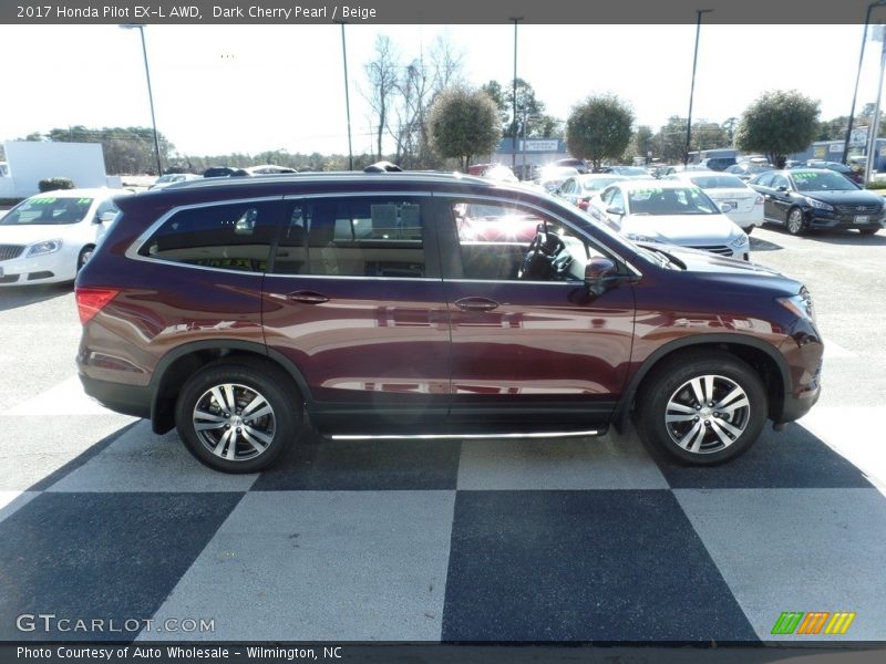 Dark Cherry Pearl / Beige 2017 Honda Pilot EX-L AWD