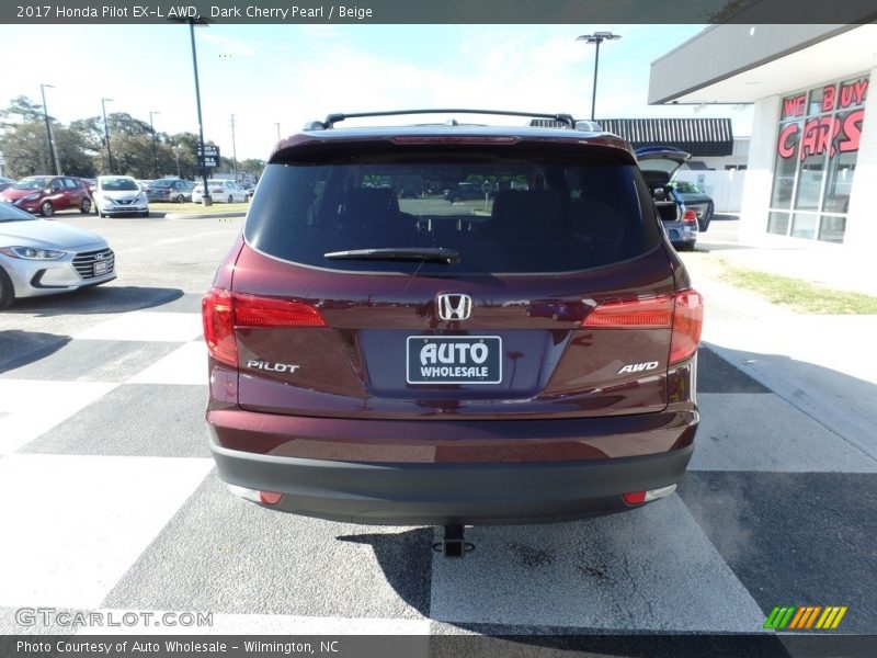 Dark Cherry Pearl / Beige 2017 Honda Pilot EX-L AWD