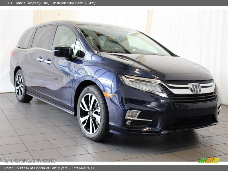 Obsidian Blue Pearl / Gray 2018 Honda Odyssey Elite