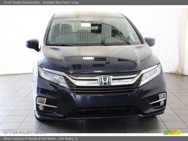 Obsidian Blue Pearl / Gray 2018 Honda Odyssey Elite