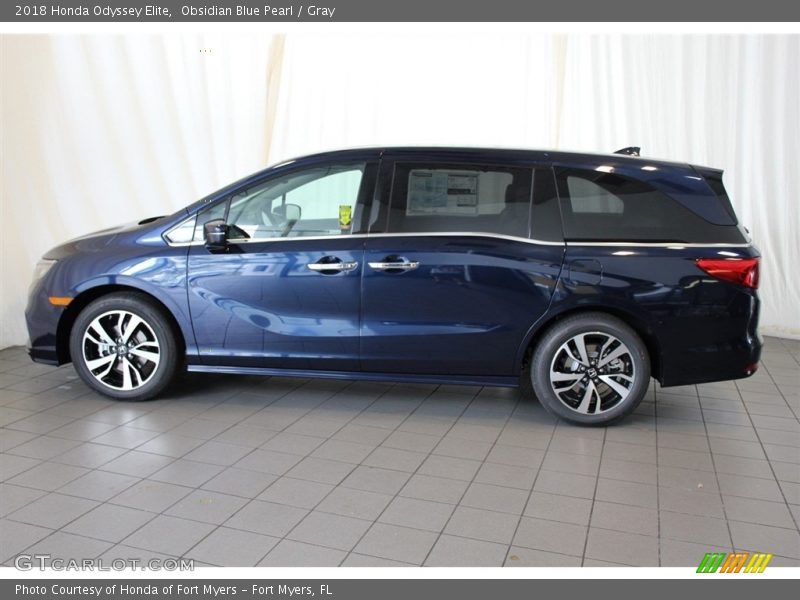 Obsidian Blue Pearl / Gray 2018 Honda Odyssey Elite