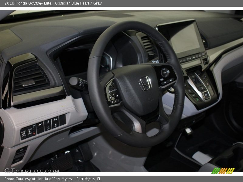 Obsidian Blue Pearl / Gray 2018 Honda Odyssey Elite