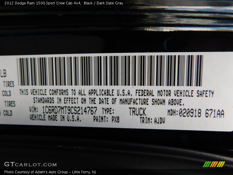 Black / Dark Slate Gray 2012 Dodge Ram 1500 Sport Crew Cab 4x4
