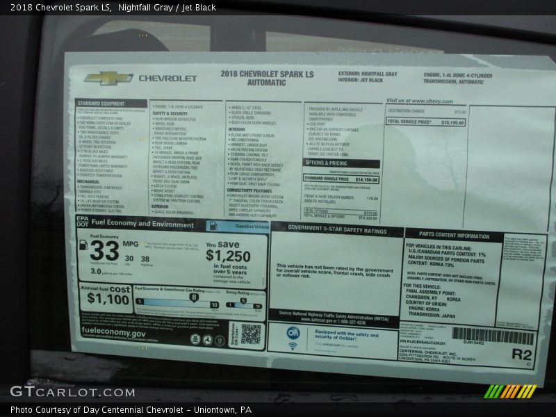 Nightfall Gray / Jet Black 2018 Chevrolet Spark LS