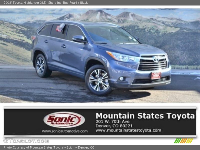 Shoreline Blue Pearl / Black 2016 Toyota Highlander XLE