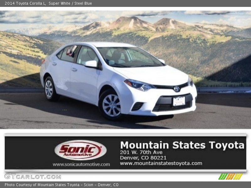 Super White / Steel Blue 2014 Toyota Corolla L