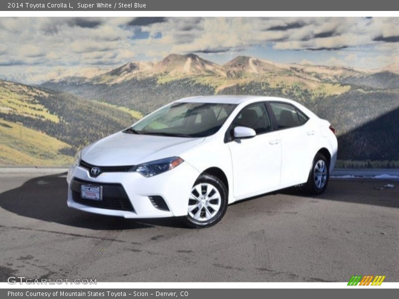 Super White / Steel Blue 2014 Toyota Corolla L