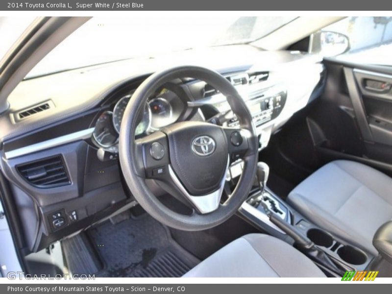 Super White / Steel Blue 2014 Toyota Corolla L