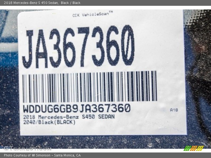 Black / Black 2018 Mercedes-Benz S 450 Sedan