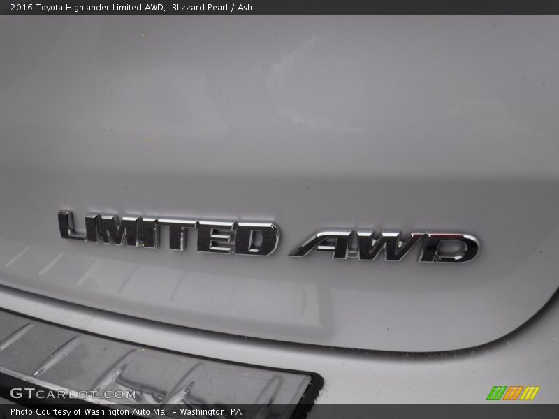Blizzard Pearl / Ash 2016 Toyota Highlander Limited AWD