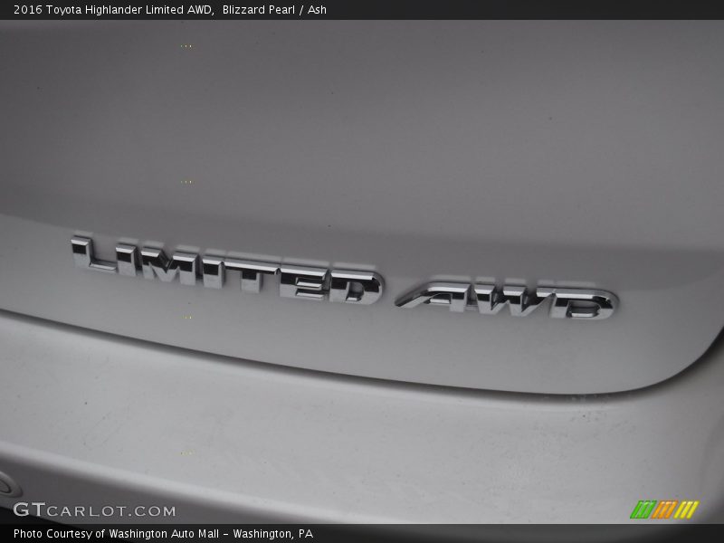 Blizzard Pearl / Ash 2016 Toyota Highlander Limited AWD