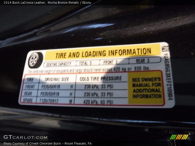 Mocha Bronze Metallic / Ebony 2014 Buick LaCrosse Leather