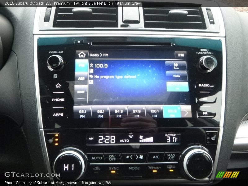 Twilight Blue Metallic / Titanium Gray 2018 Subaru Outback 2.5i Premium