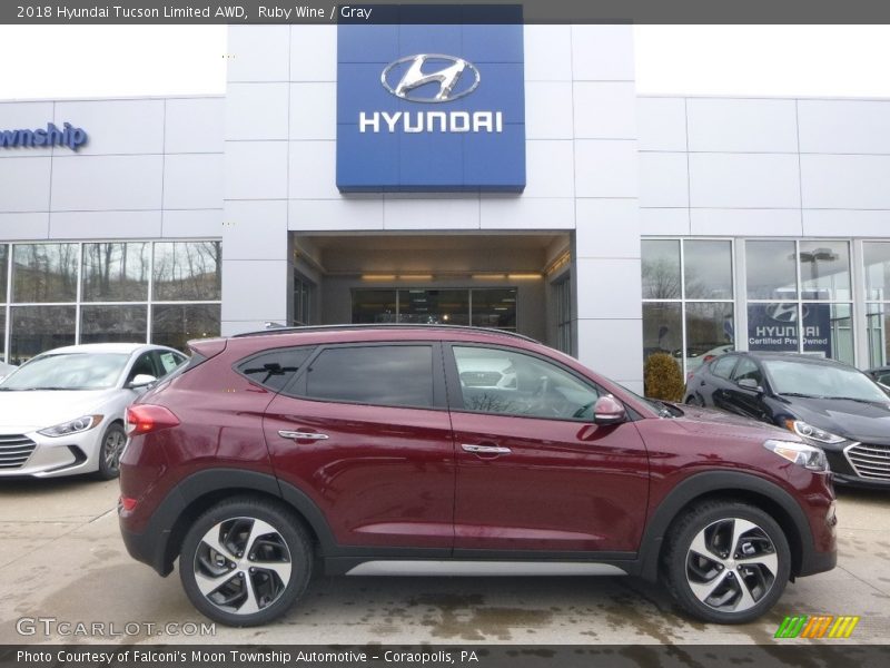 Ruby Wine / Gray 2018 Hyundai Tucson Limited AWD