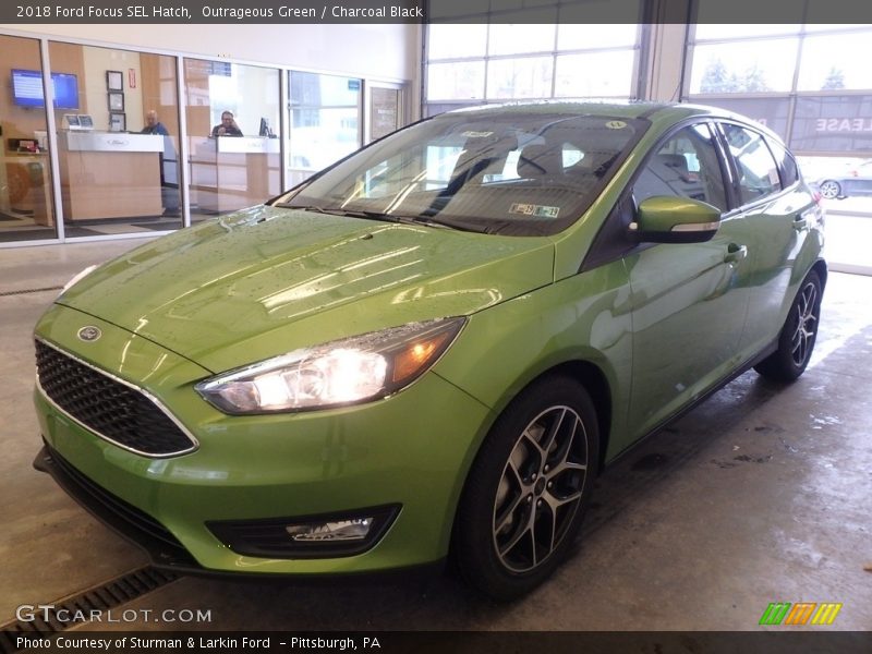 Outrageous Green / Charcoal Black 2018 Ford Focus SEL Hatch