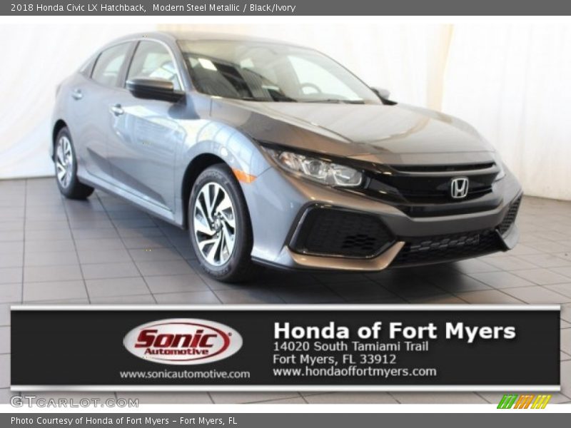 Modern Steel Metallic / Black/Ivory 2018 Honda Civic LX Hatchback