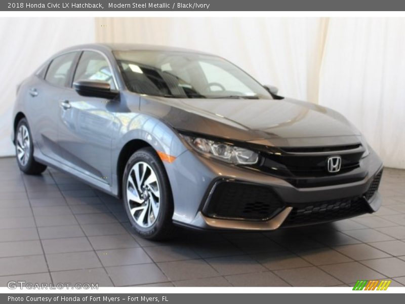 Modern Steel Metallic / Black/Ivory 2018 Honda Civic LX Hatchback