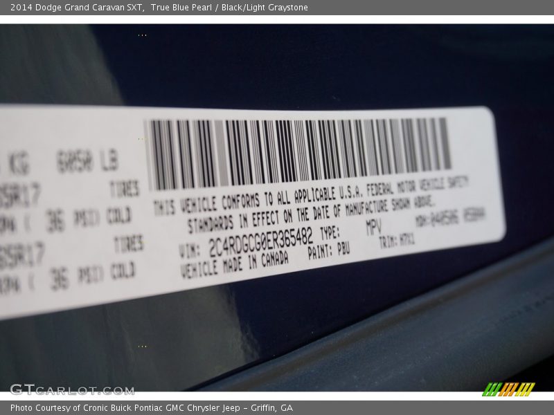 True Blue Pearl / Black/Light Graystone 2014 Dodge Grand Caravan SXT