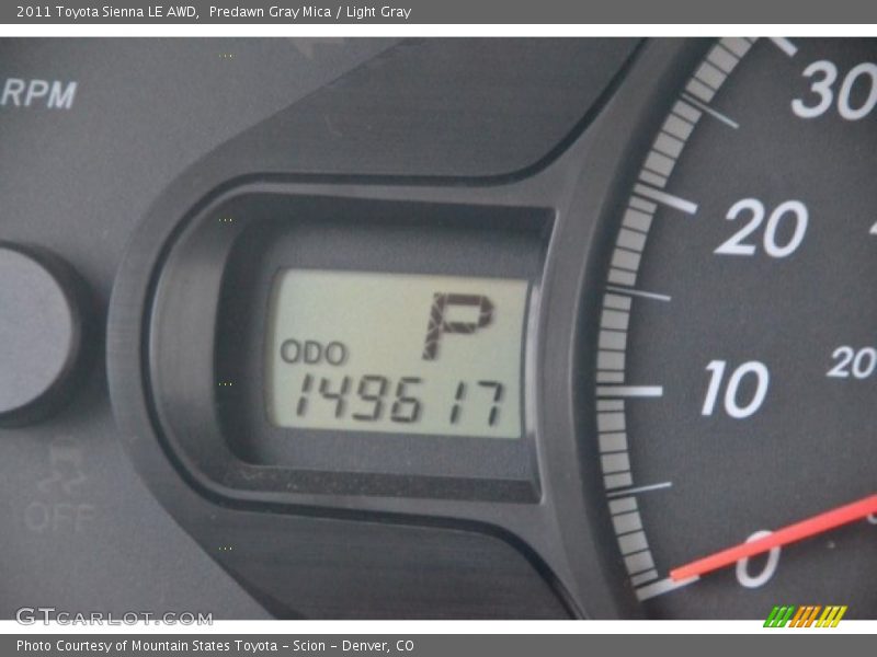 Predawn Gray Mica / Light Gray 2011 Toyota Sienna LE AWD