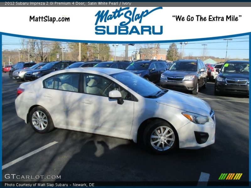 Satin White Pearl / Ivory 2012 Subaru Impreza 2.0i Premium 4 Door