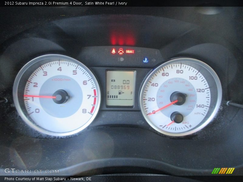 Satin White Pearl / Ivory 2012 Subaru Impreza 2.0i Premium 4 Door