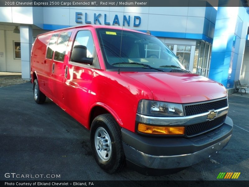 Red Hot / Medium Pewter 2018 Chevrolet Express 2500 Cargo Extended WT
