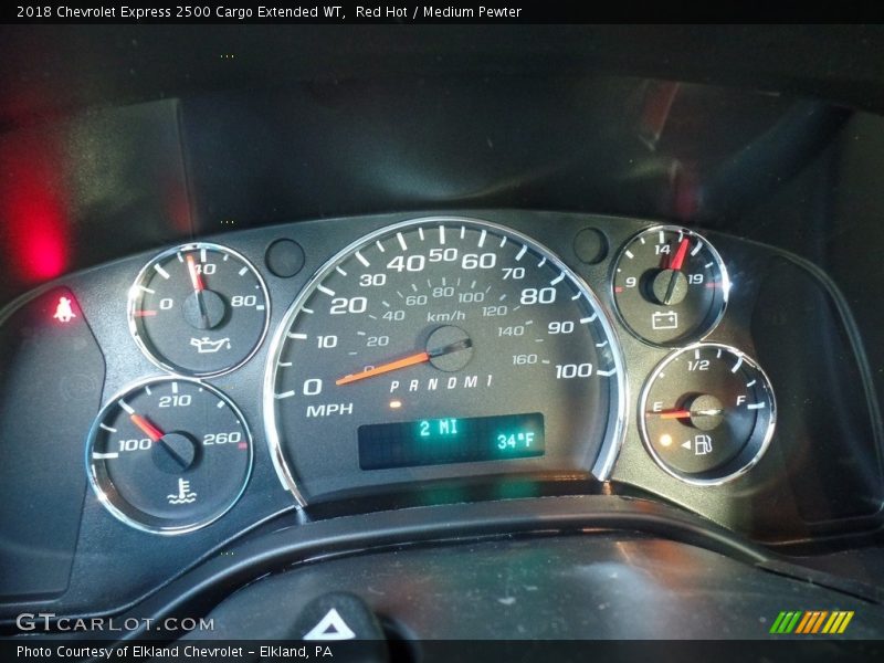 Red Hot / Medium Pewter 2018 Chevrolet Express 2500 Cargo Extended WT