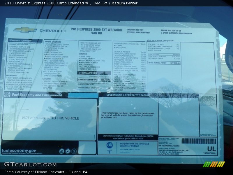 Red Hot / Medium Pewter 2018 Chevrolet Express 2500 Cargo Extended WT