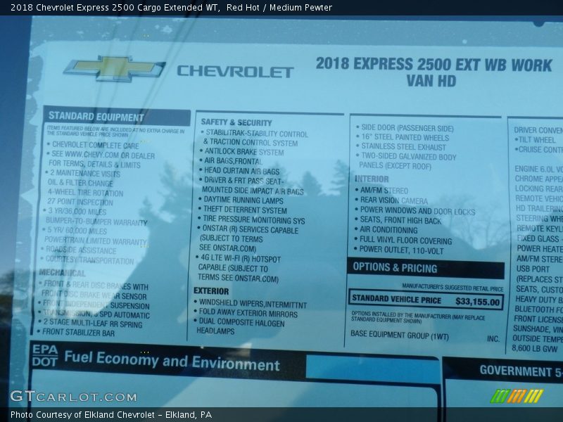 Red Hot / Medium Pewter 2018 Chevrolet Express 2500 Cargo Extended WT