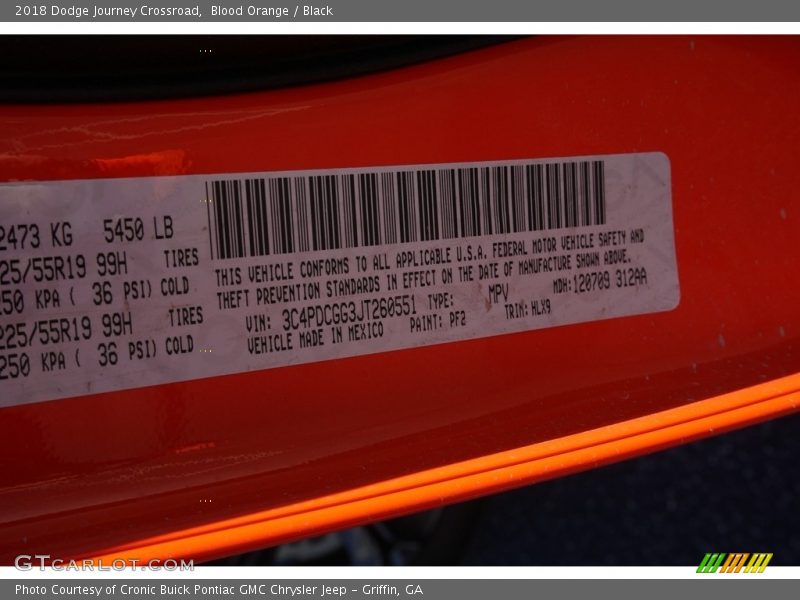 2018 Journey Crossroad Blood Orange Color Code PF2