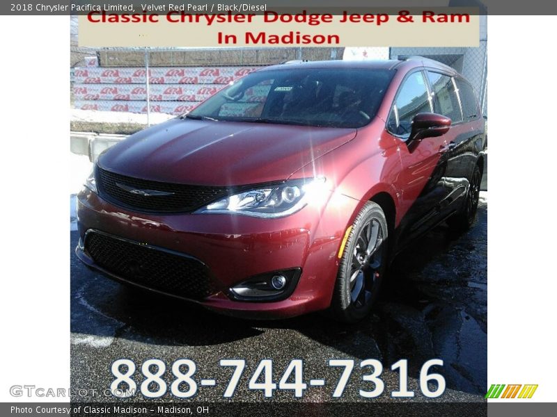 Velvet Red Pearl / Black/Diesel 2018 Chrysler Pacifica Limited