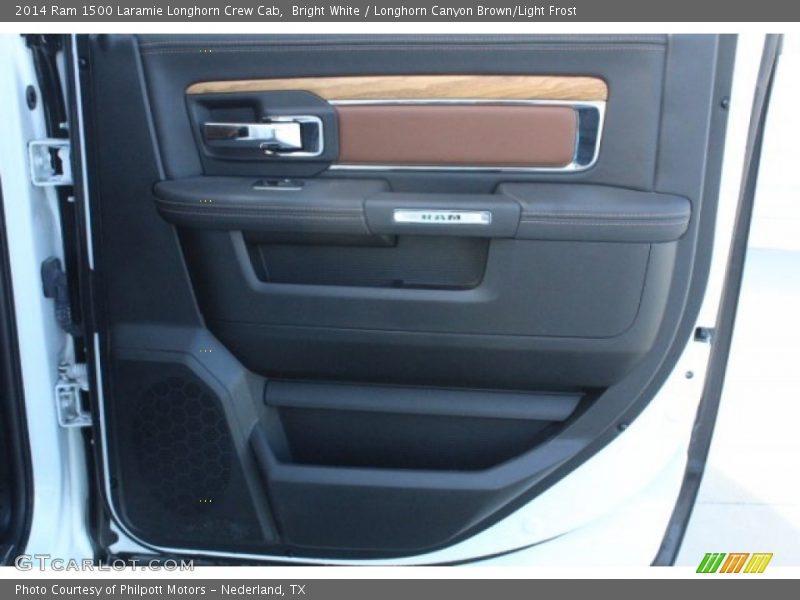 Bright White / Longhorn Canyon Brown/Light Frost 2014 Ram 1500 Laramie Longhorn Crew Cab
