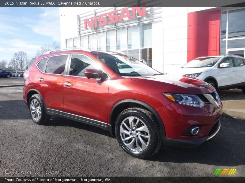 Cayenne Red / Charcoal 2015 Nissan Rogue SL AWD