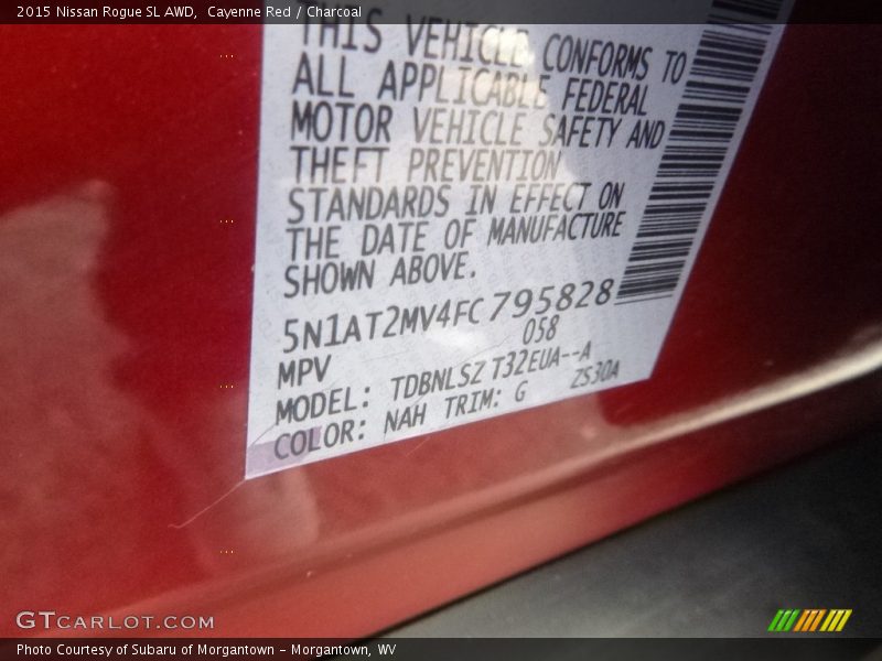 Cayenne Red / Charcoal 2015 Nissan Rogue SL AWD