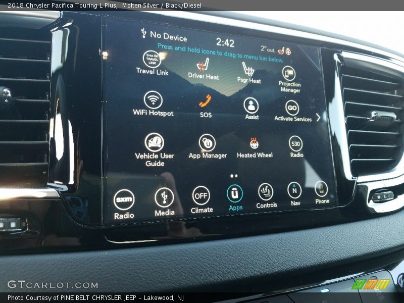 Molten Silver / Black/Diesel 2018 Chrysler Pacifica Touring L Plus