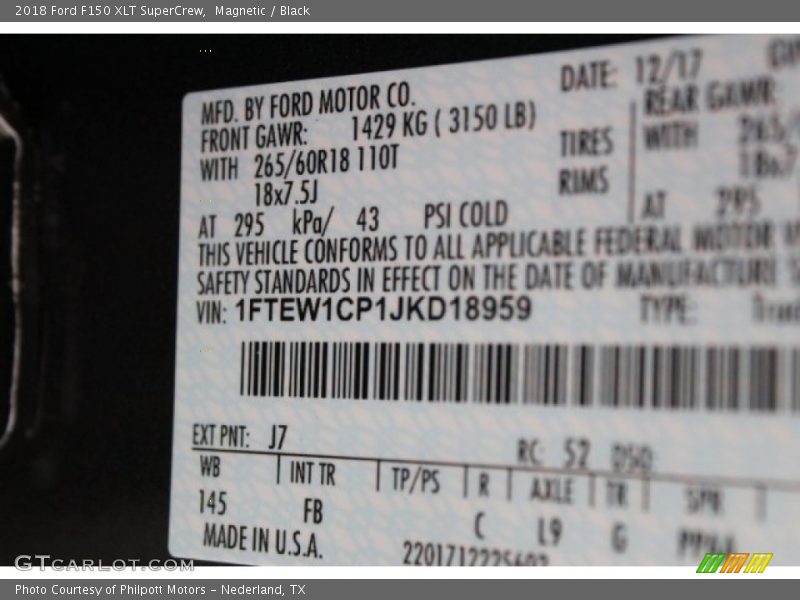 Magnetic / Black 2018 Ford F150 XLT SuperCrew