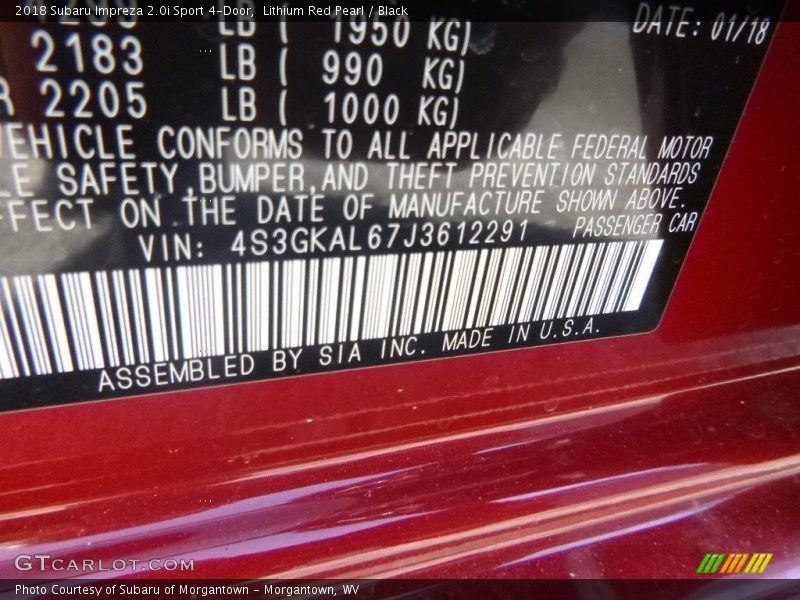 Lithium Red Pearl / Black 2018 Subaru Impreza 2.0i Sport 4-Door