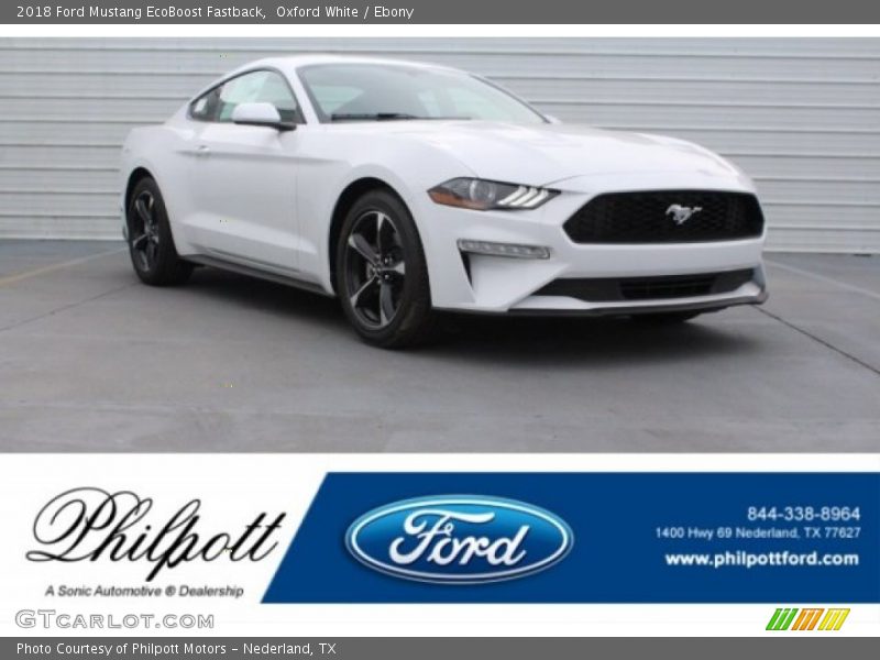 Oxford White / Ebony 2018 Ford Mustang EcoBoost Fastback