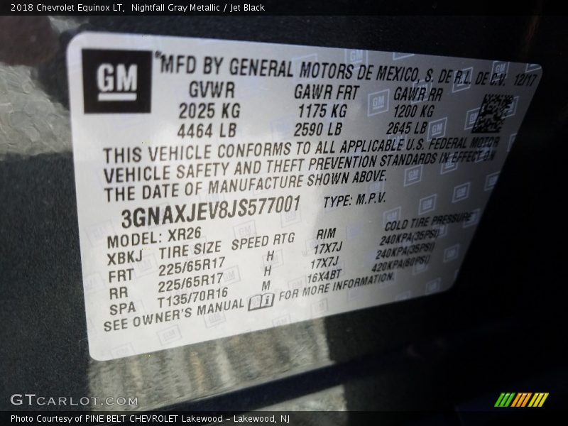 Nightfall Gray Metallic / Jet Black 2018 Chevrolet Equinox LT