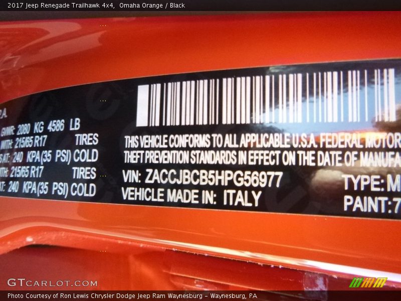 Omaha Orange / Black 2017 Jeep Renegade Trailhawk 4x4