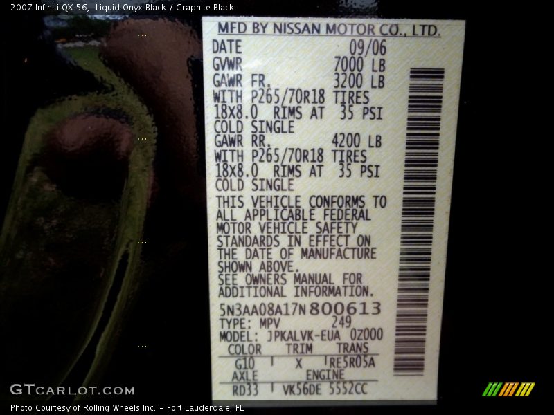 Liquid Onyx Black / Graphite Black 2007 Infiniti QX 56